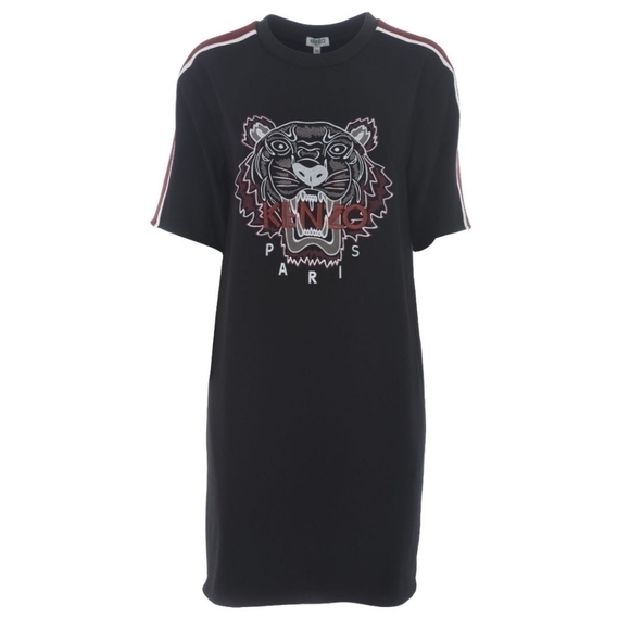 Kenzo Black Tiger Embroidered T-Shirt Dress - Picture 1 of 11